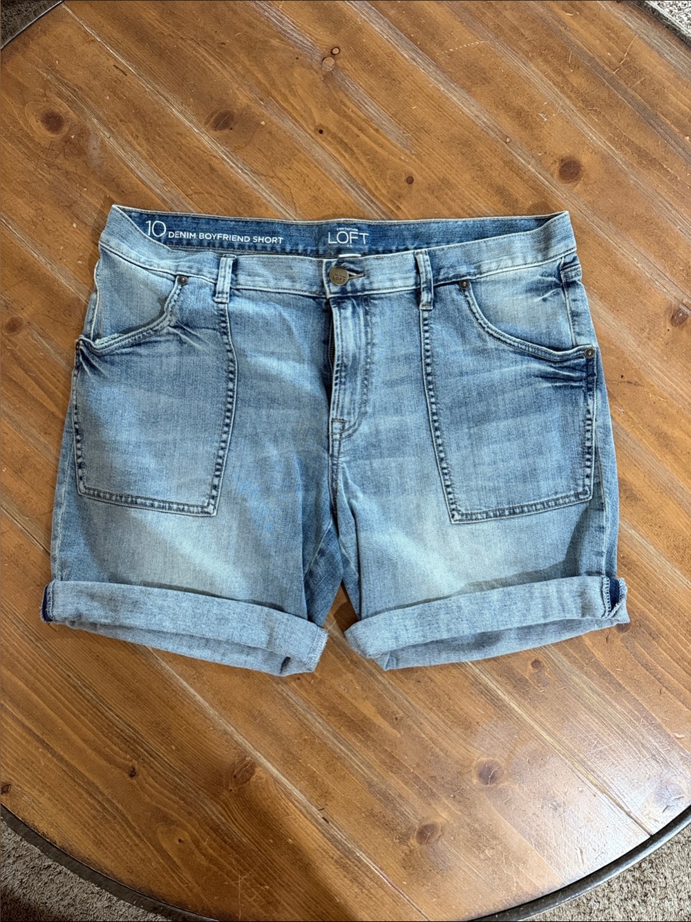 LOFT Light Blue Denim Boyfriend Shorts Size 10